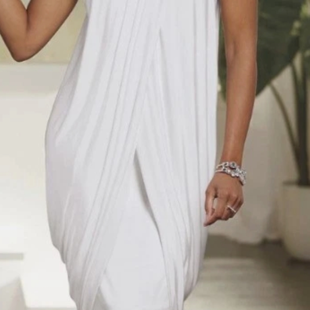 Elegant White Draped Dress